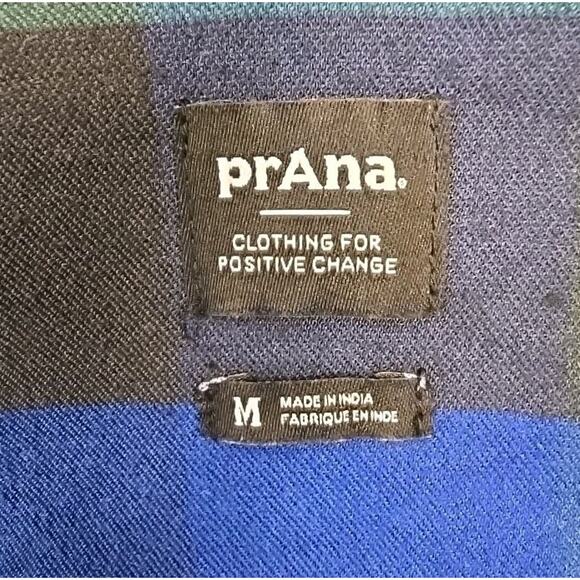 prAna Womens Meadow Run Flannel Shirt Sz M Soft Pine Plaid Sustainable Recycled - Picture 5 of 10